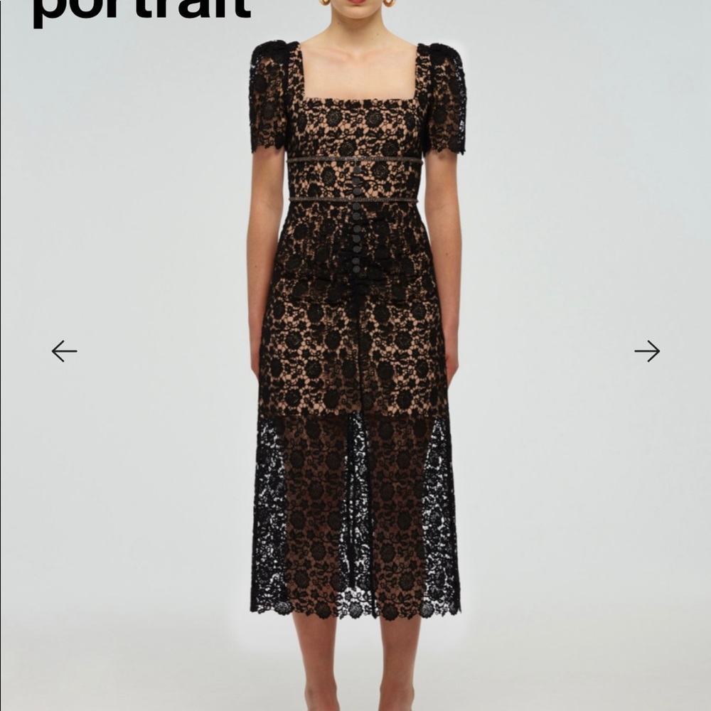 Self Portrait Guipure Fitted Midi Dress